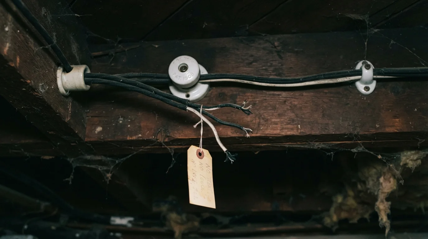 Abandoned knob-and-tube run disconnected in a Grand Rapids basement
