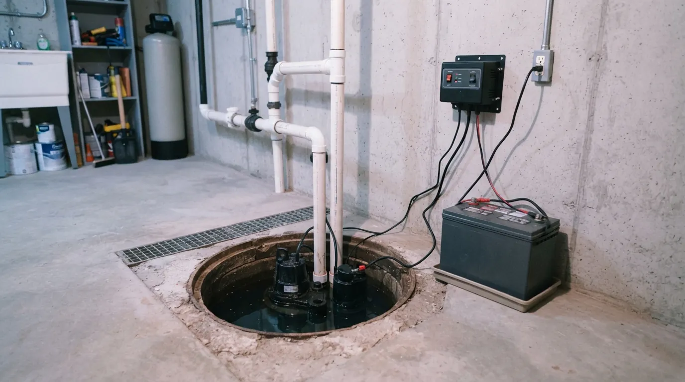 Battery backup sump pump power in a Grand Rapids basement