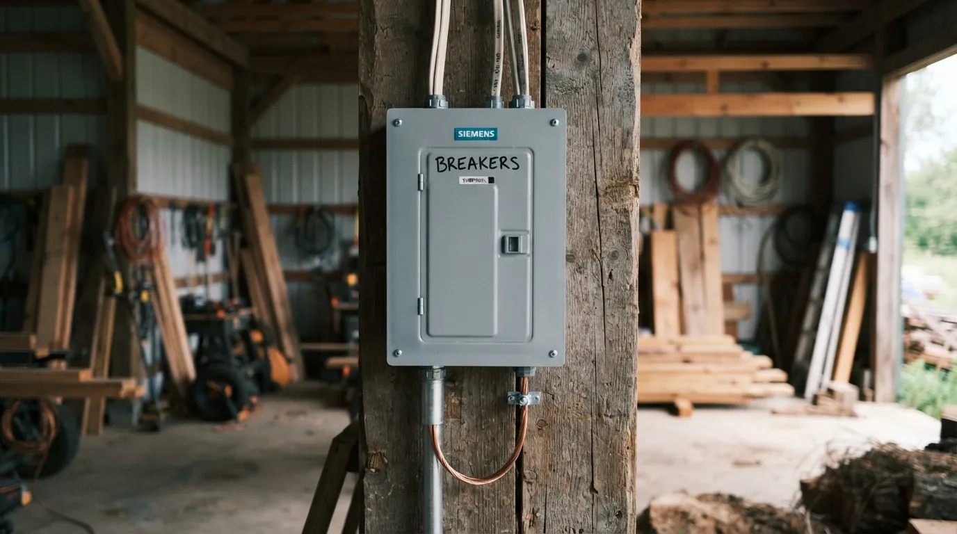 Subpanel installed inside a pole barn near Grand Rapids
