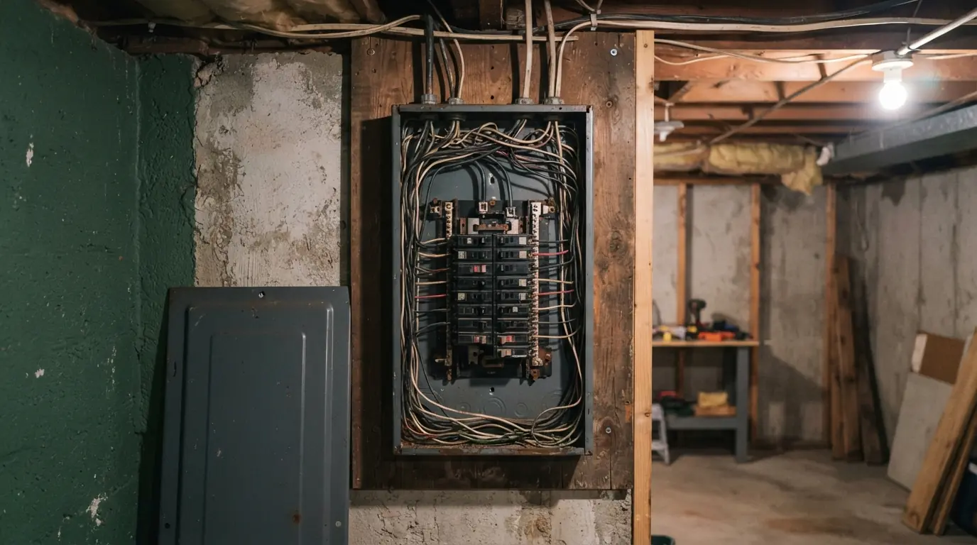 Problem-brand breaker panel before replacement in Grand Rapids