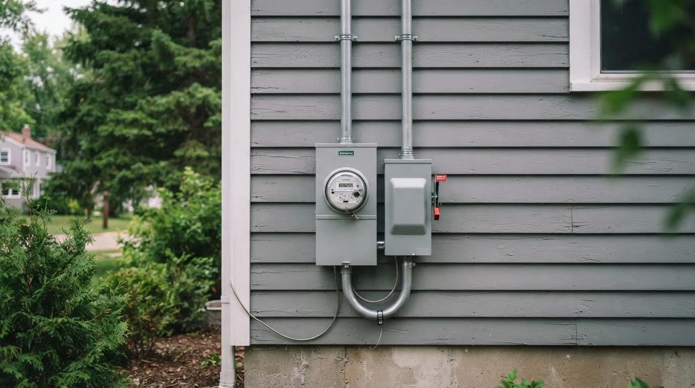 Outdoor emergency disconnect and meter main on a Grand Rapids home