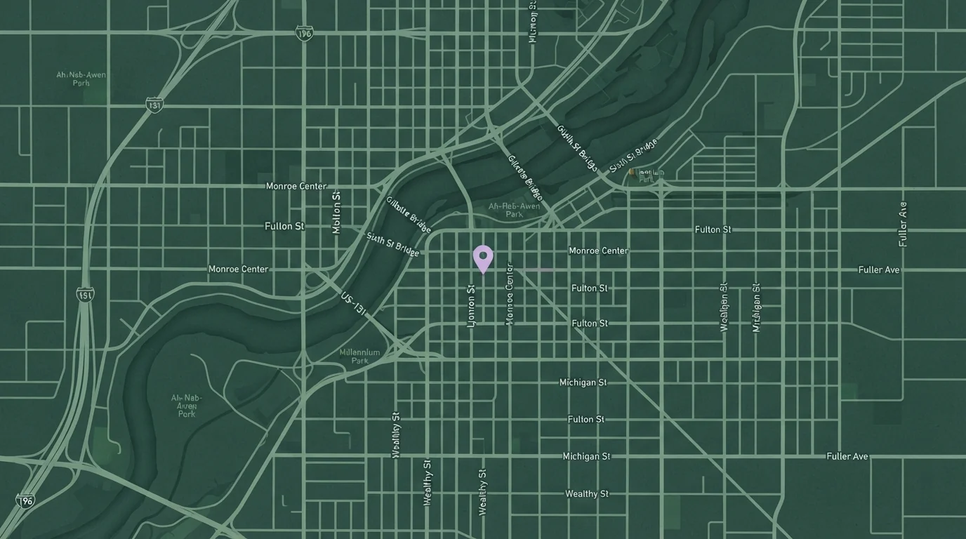 Street map of Grand Rapids around the Spencer-Redner Electric service office
