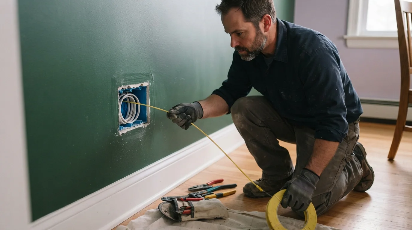 Adding a new outlet to a Grand Rapids living room wall