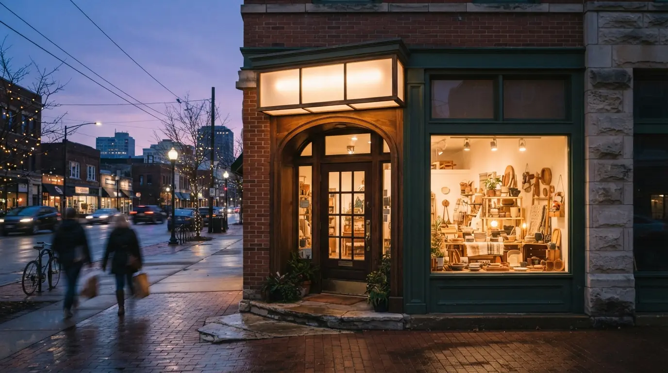 Retail storefront lighting and signage wired in Grand Rapids