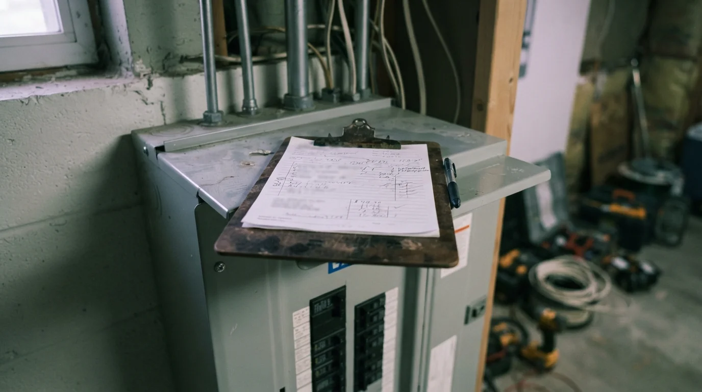 Panel upgrade quote reviewed in a Grand Rapids basement
