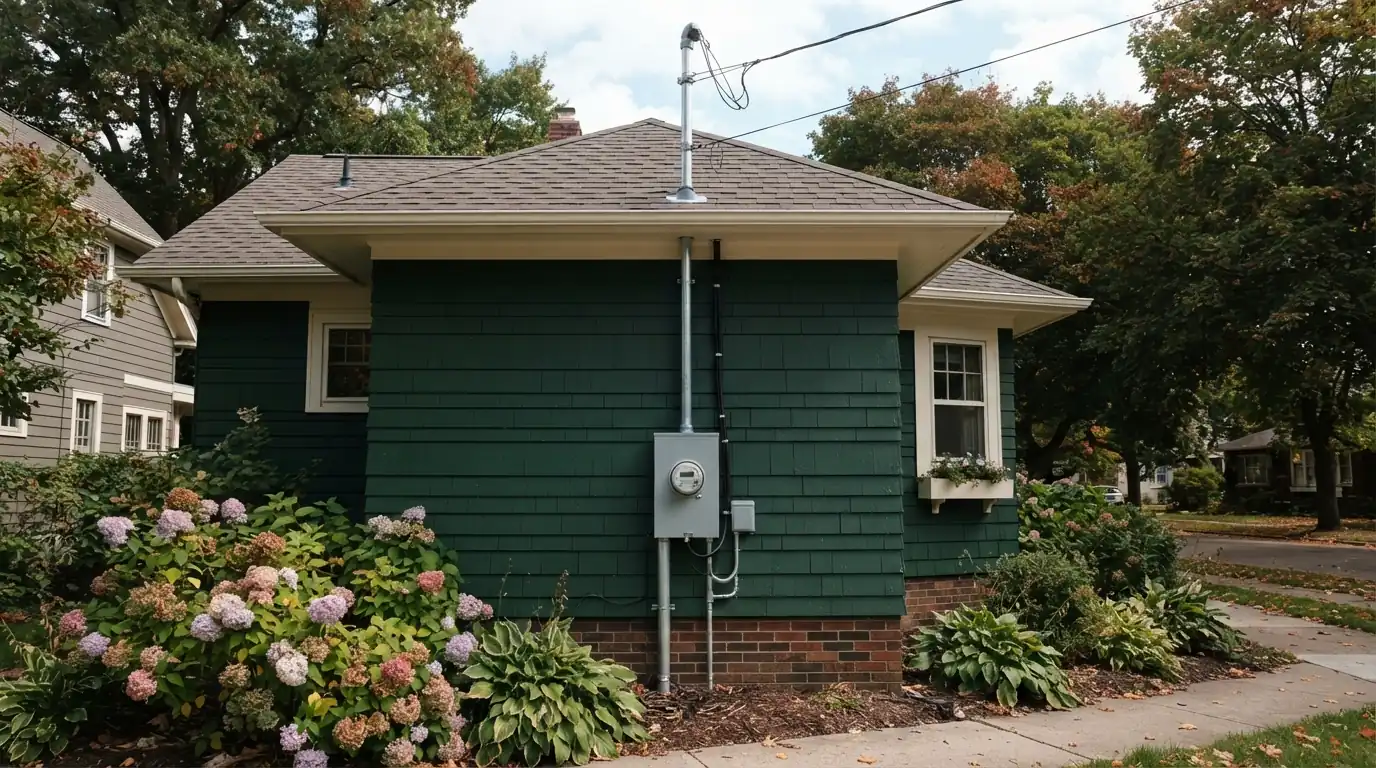 New meter base and service mast on a Grand Rapids bungalow
