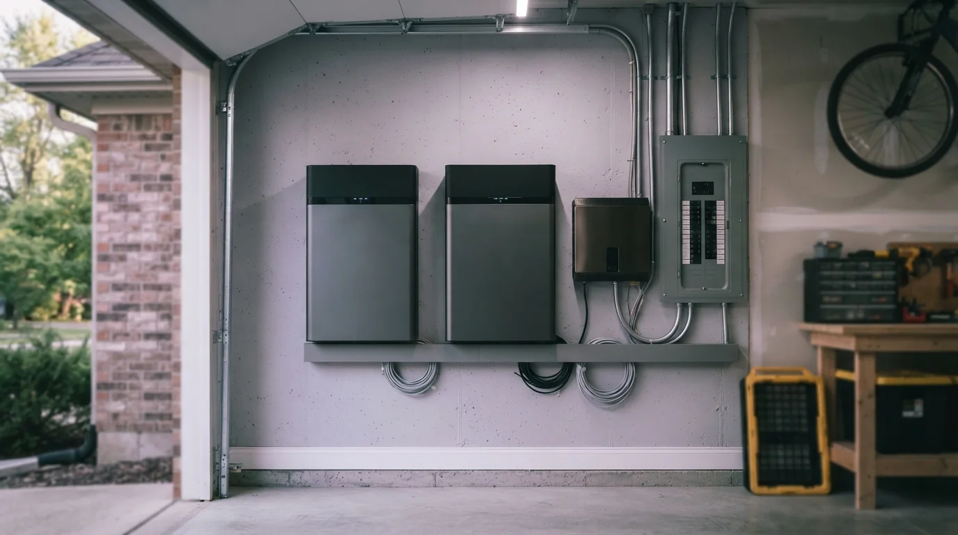 Home battery backup system installed in a Grand Rapids garage