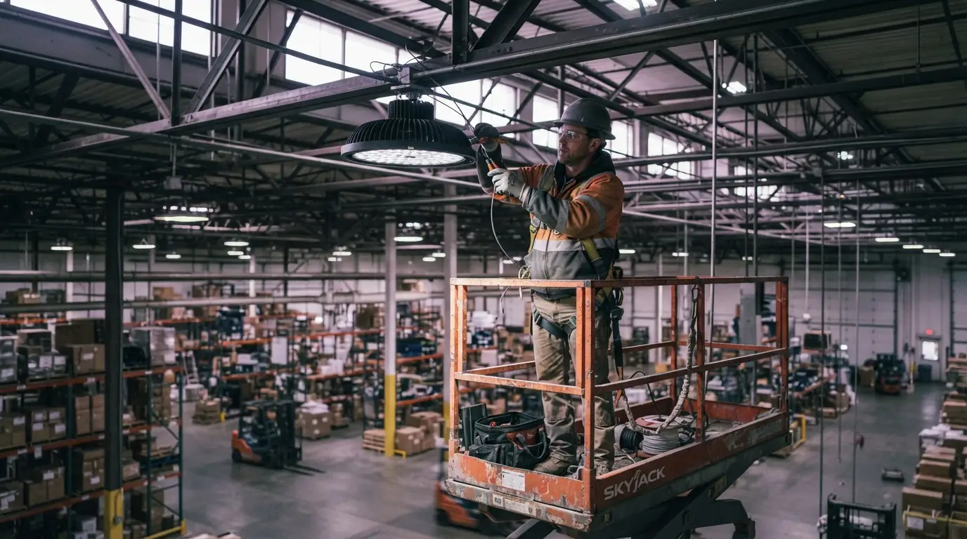 LED high bay retrofit in a Grand Rapids warehouse