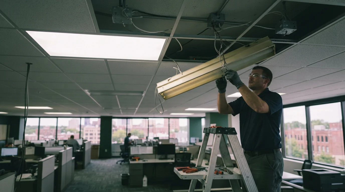 Fluorescent to LED retrofit in a Grand Rapids office