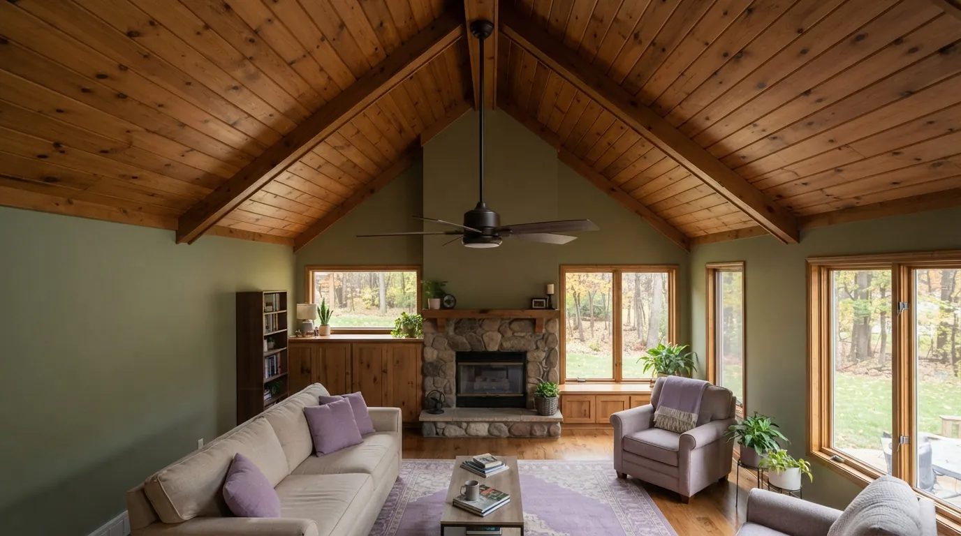 Ceiling fan on a vaulted ceiling in a Grand Rapids home