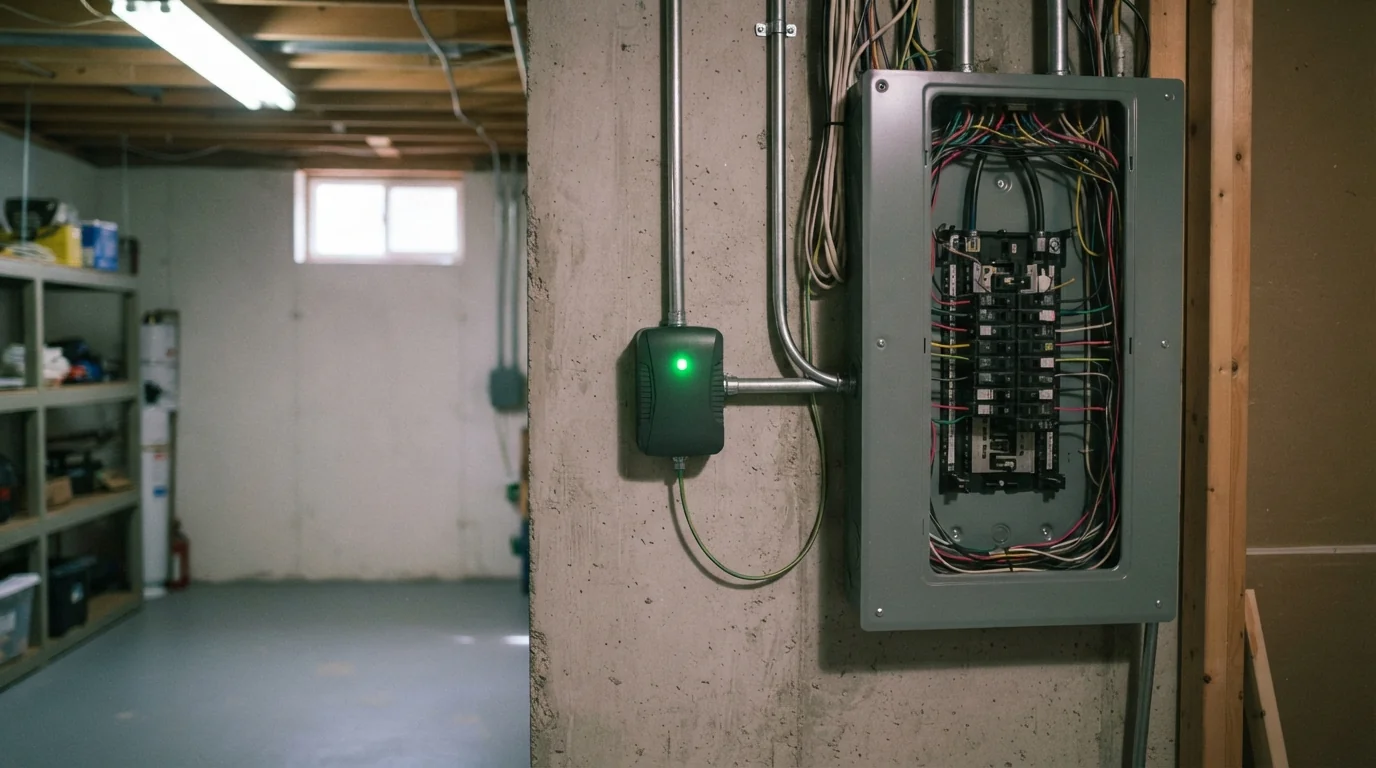 Panel surge protector installed in a Grand Rapids basement