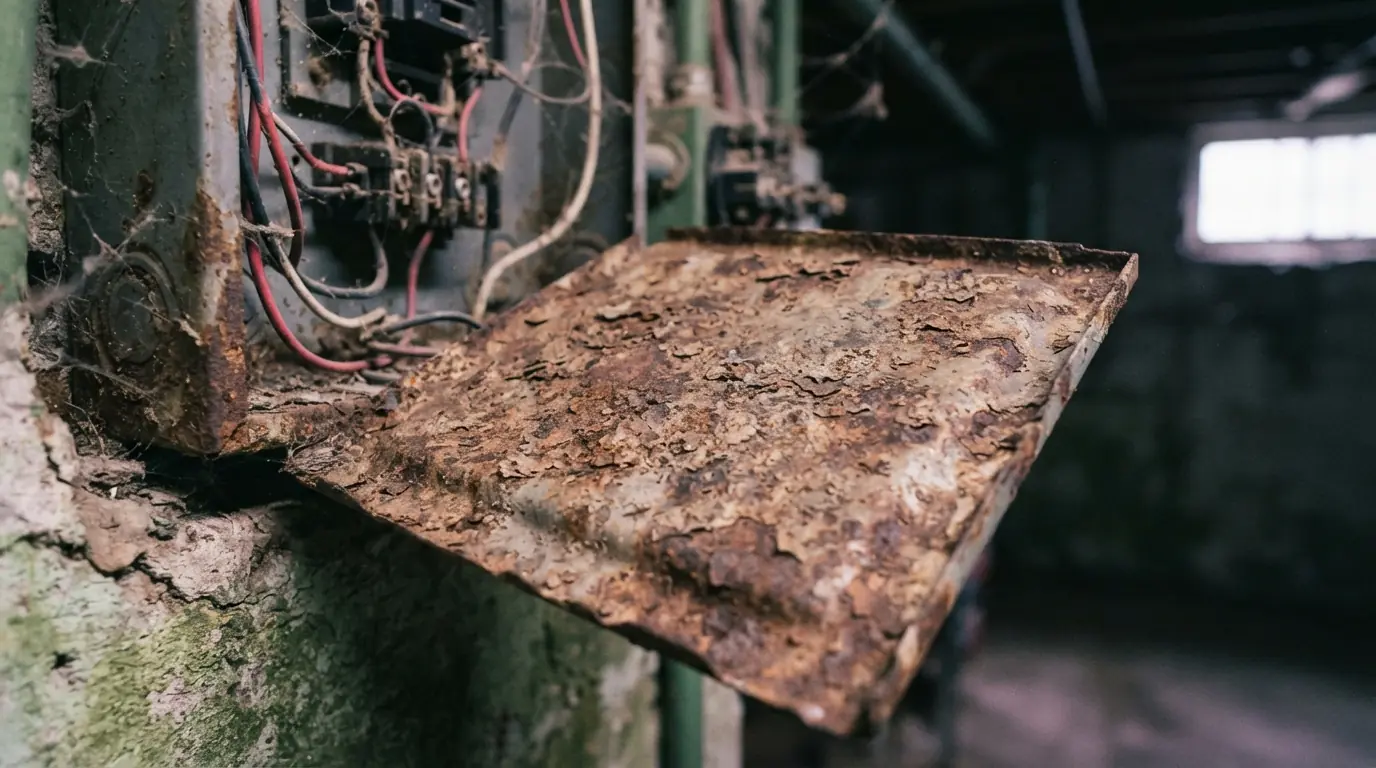 Corroded panel interior found in a Grand Rapids basement