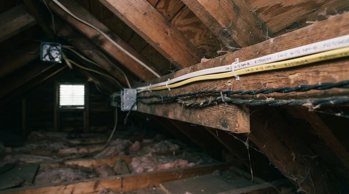 Mixed old and new wiring found during a Grand Rapids inspection