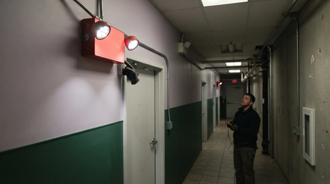 Exit and emergency lighting test in a Grand Rapids business