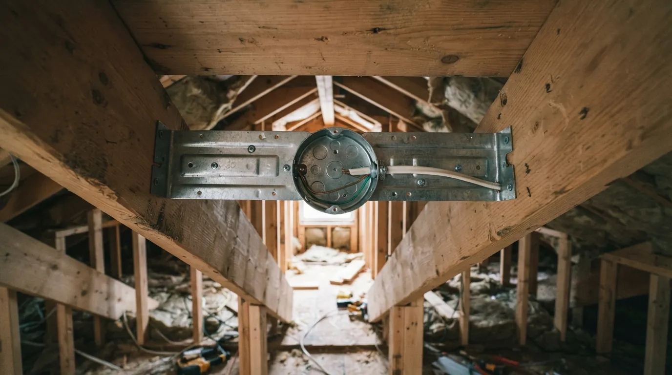 Fan-rated ceiling box installed in a Grand Rapids bedroom