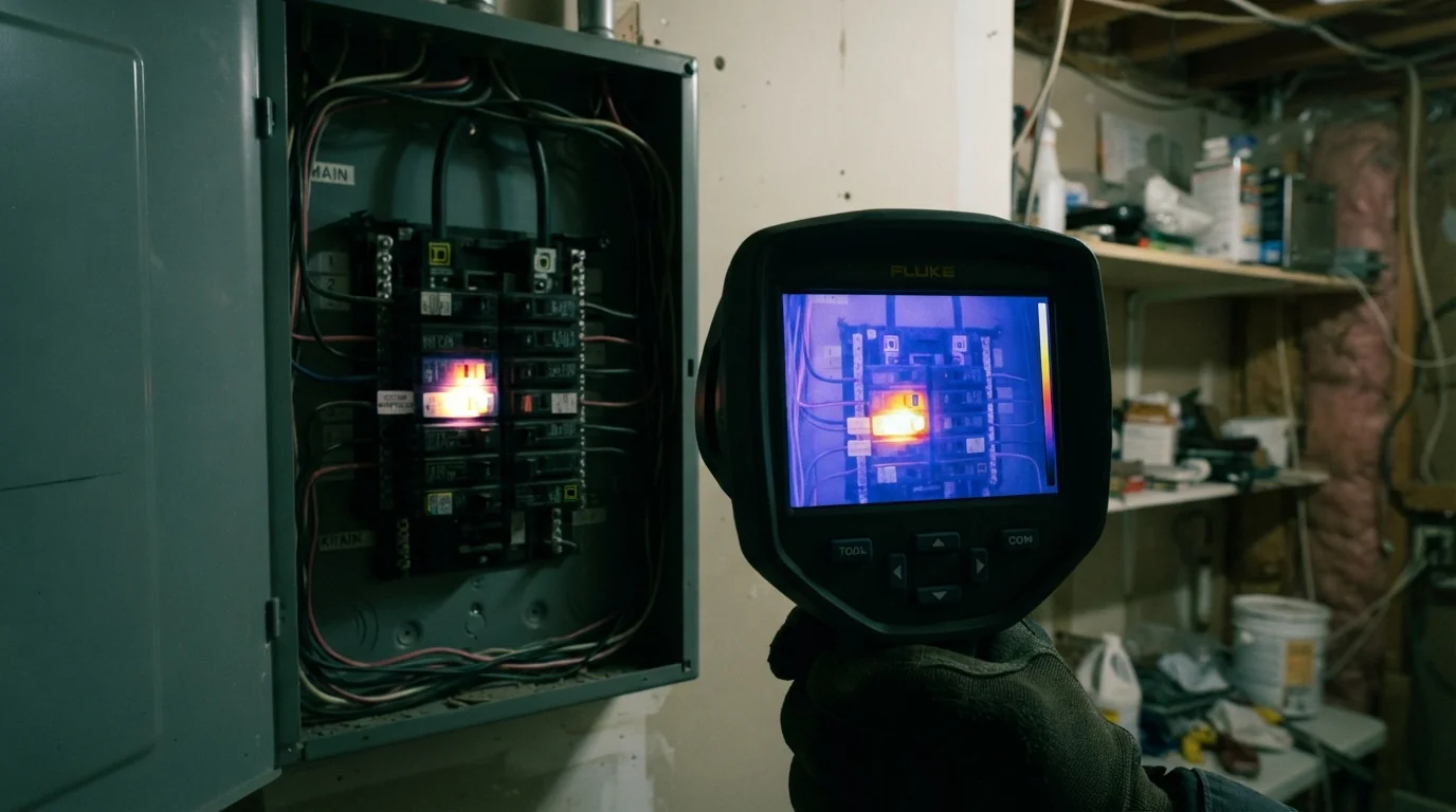 Thermal camera finding a hot breaker in a Grand Rapids panel