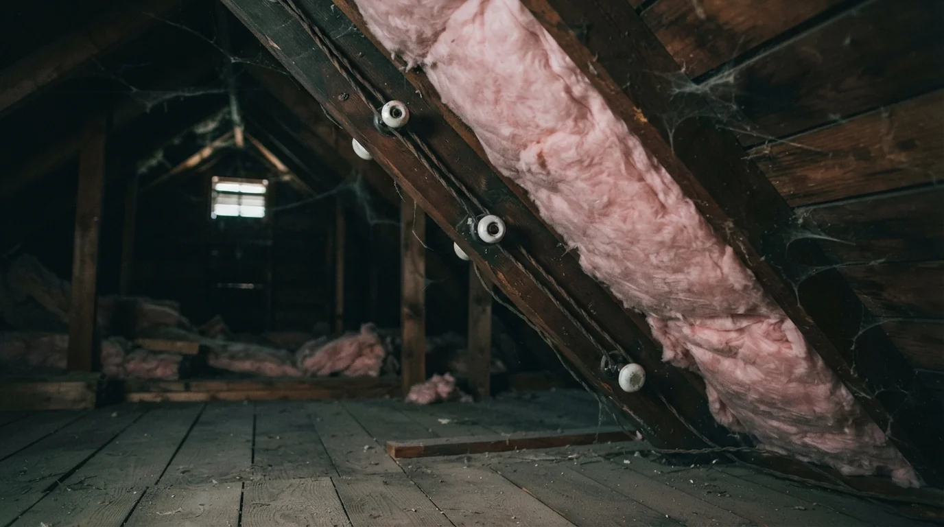 Old knob-and-tube wiring in a Grand Rapids attic