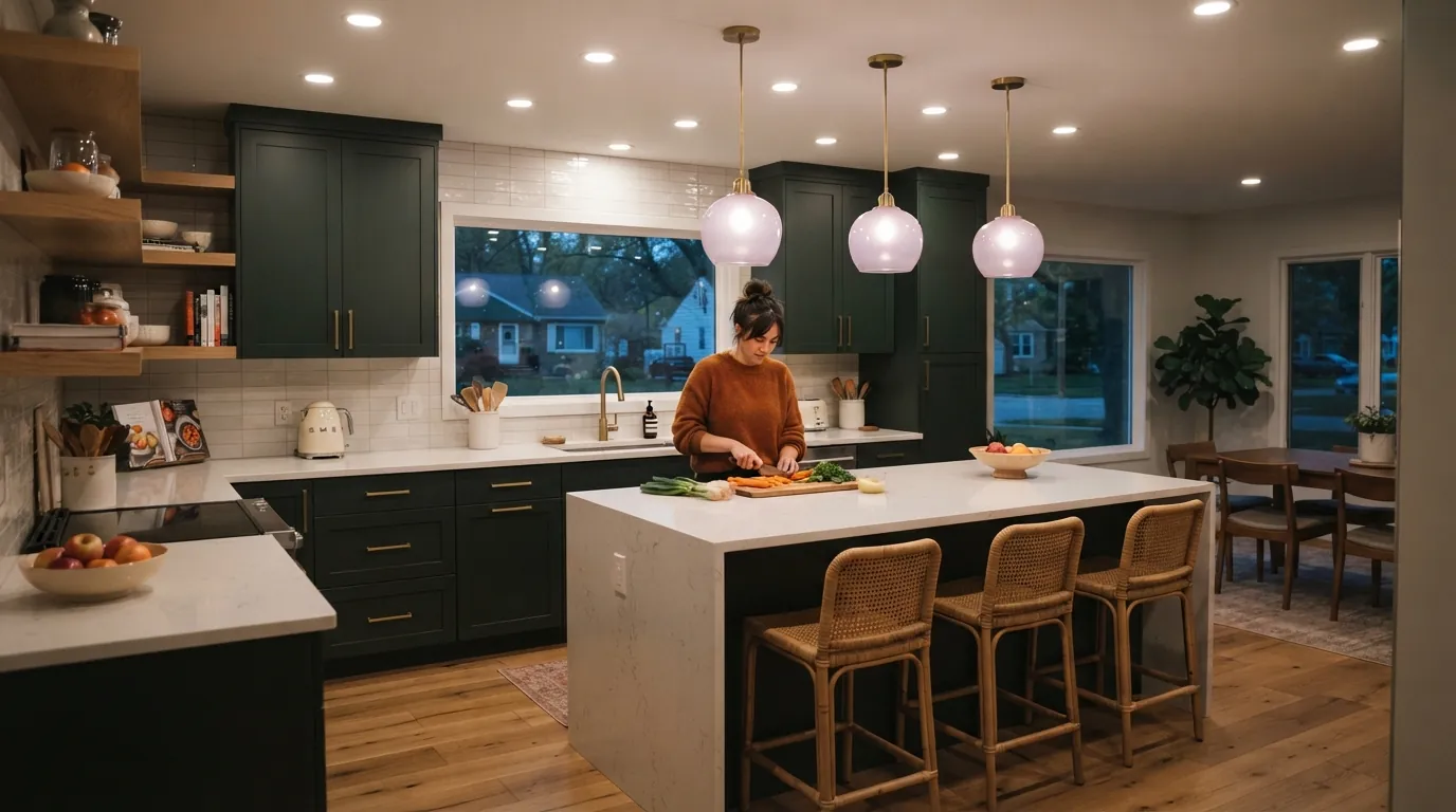 Recessed kitchen lighting installed in a Grand Rapids home