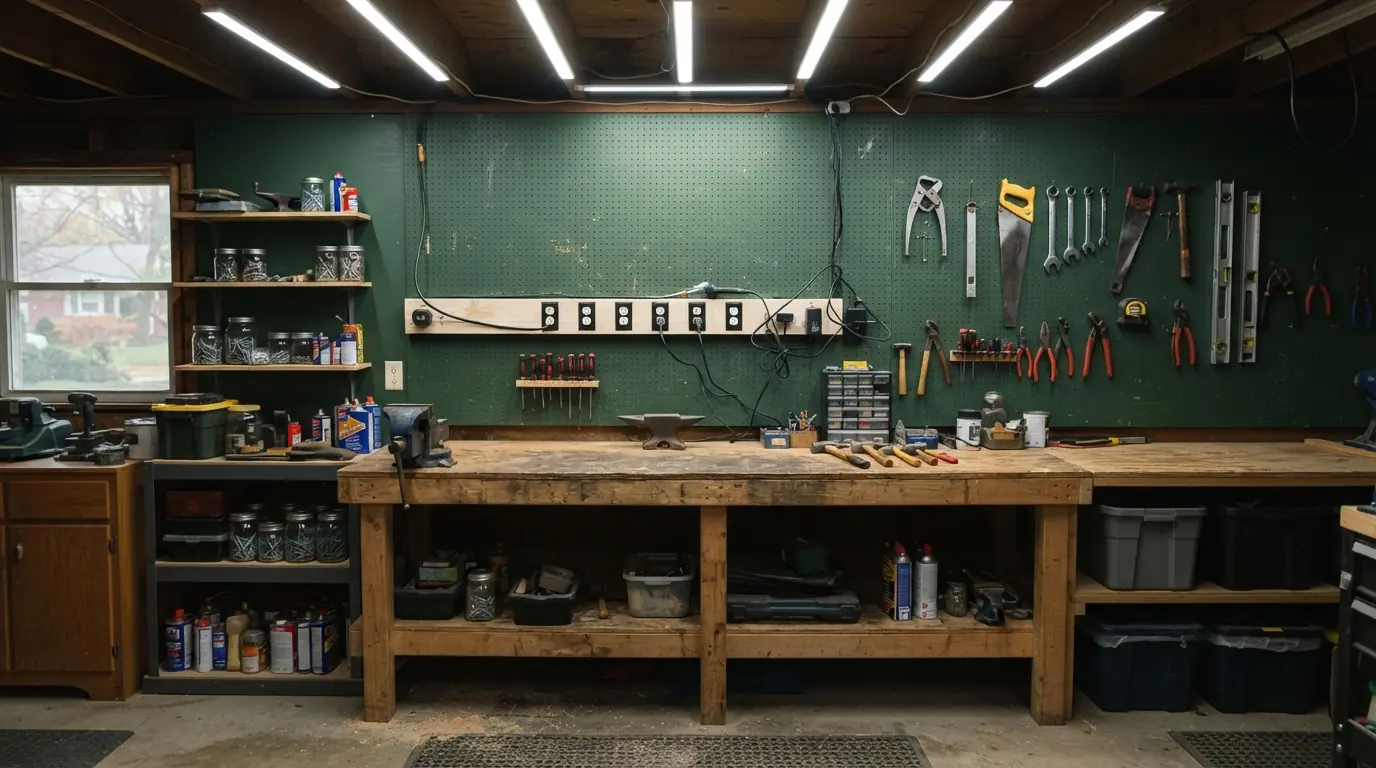 Garage workshop bench circuits and lighting in Grand Rapids
