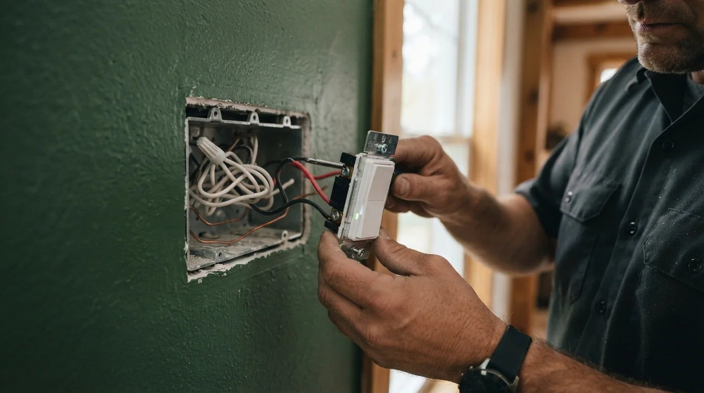 Smart dimmer being installed in a Grand Rapids home