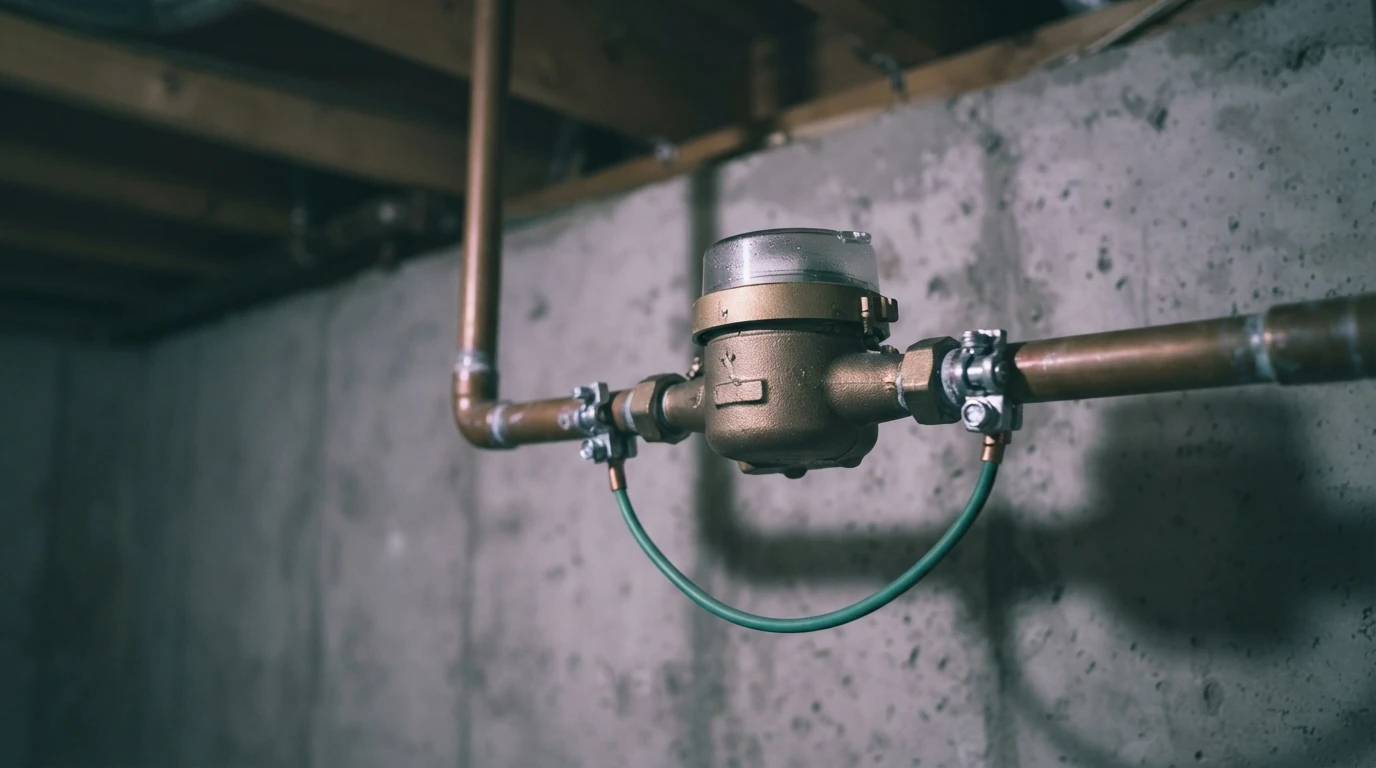 Water meter bonding jumper in a Grand Rapids basement